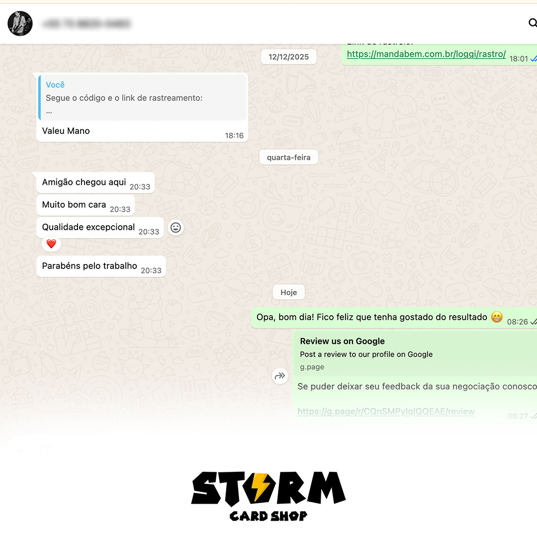Feedback de cliente Storm Card Shop