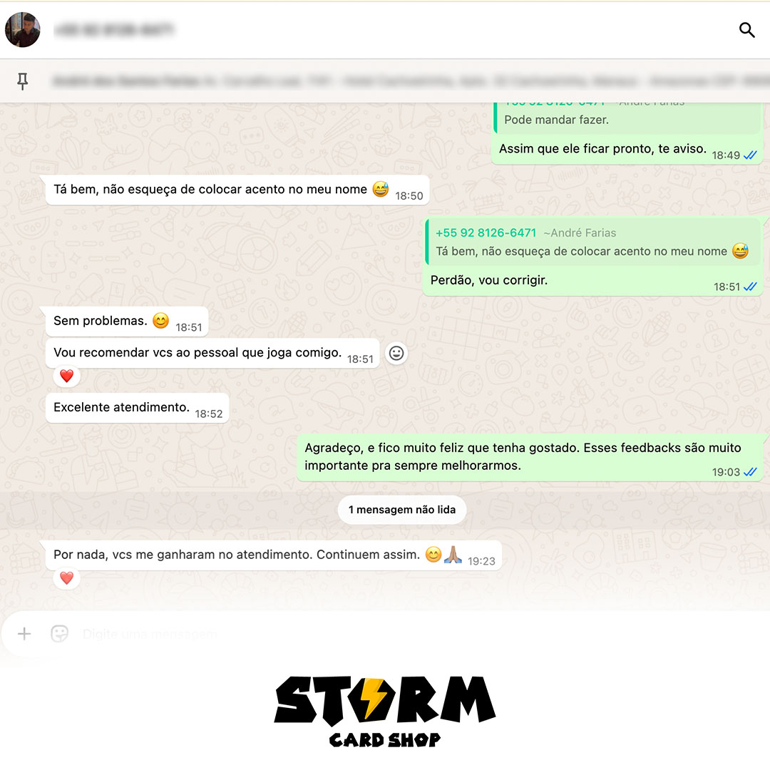 Feedback de cliente Storm Card Shop