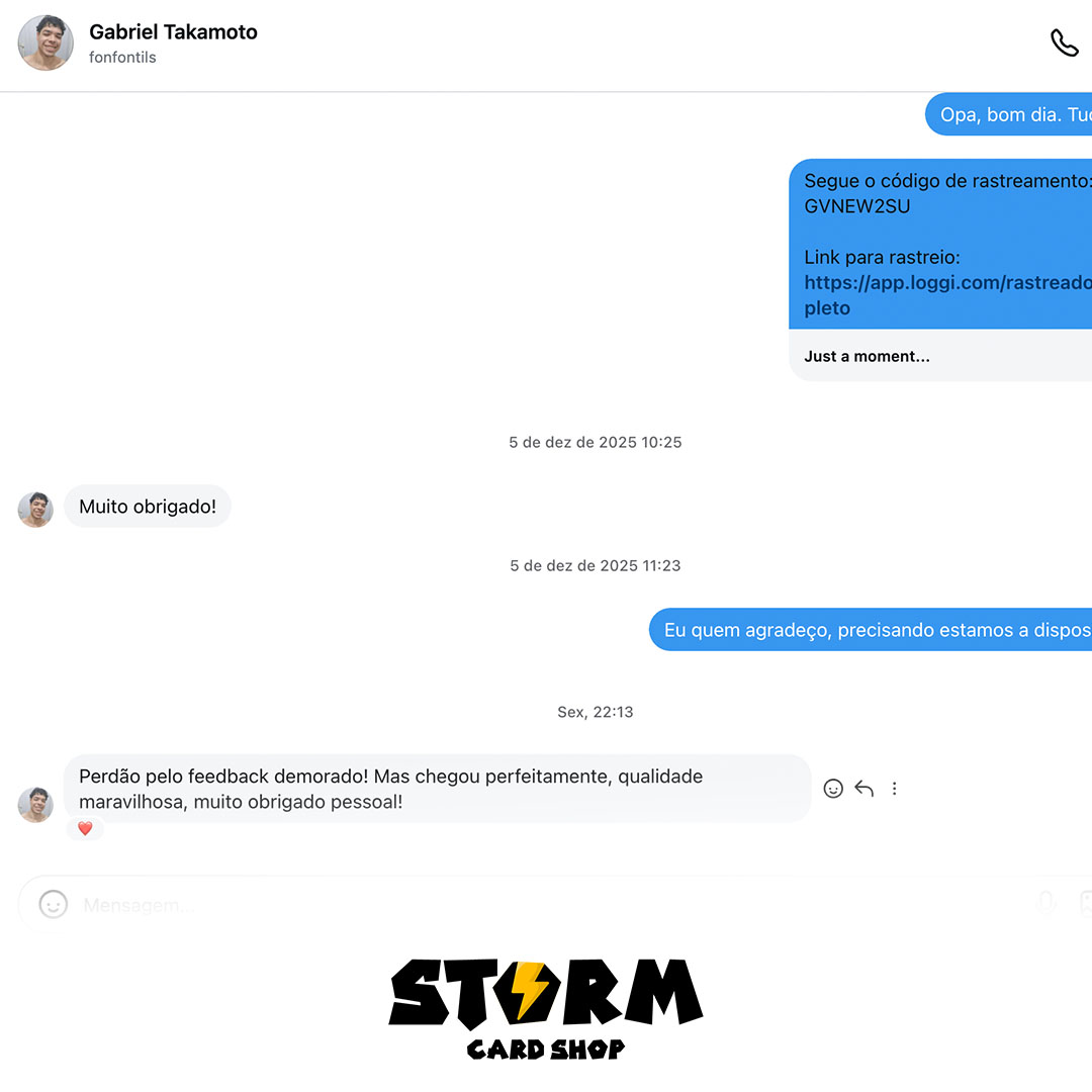 Feedback de cliente Storm Card Shop
