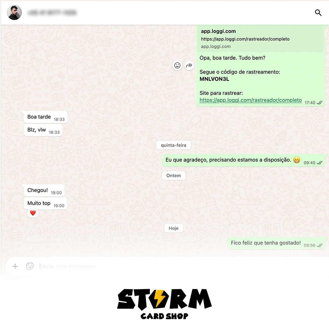 Feedback de cliente Storm Card Shop
