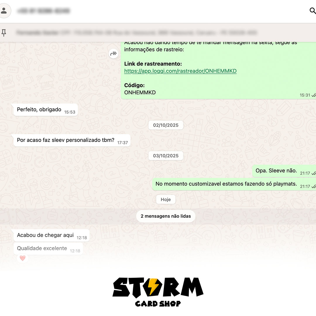 Feedback de cliente Storm Card Shop