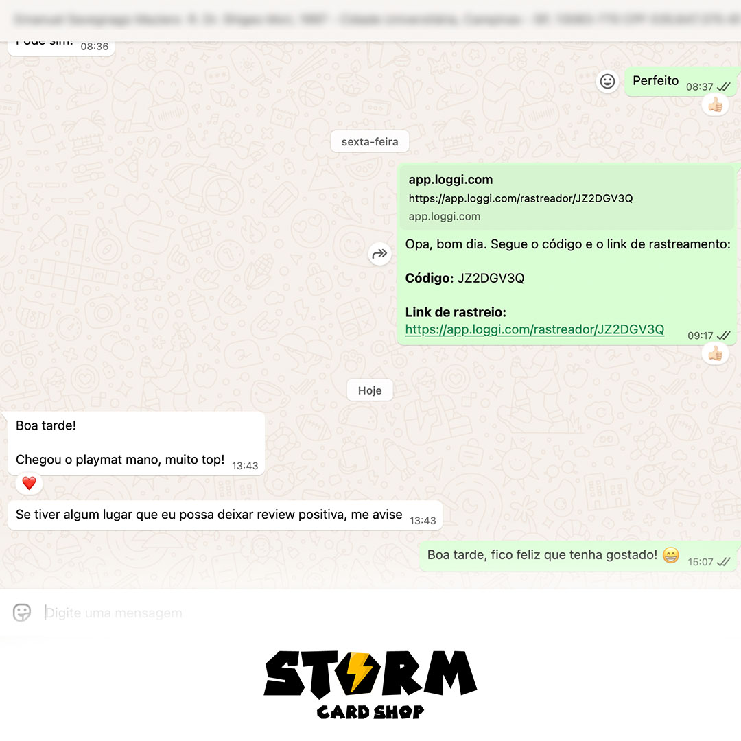 Feedback de cliente Storm Card Shop