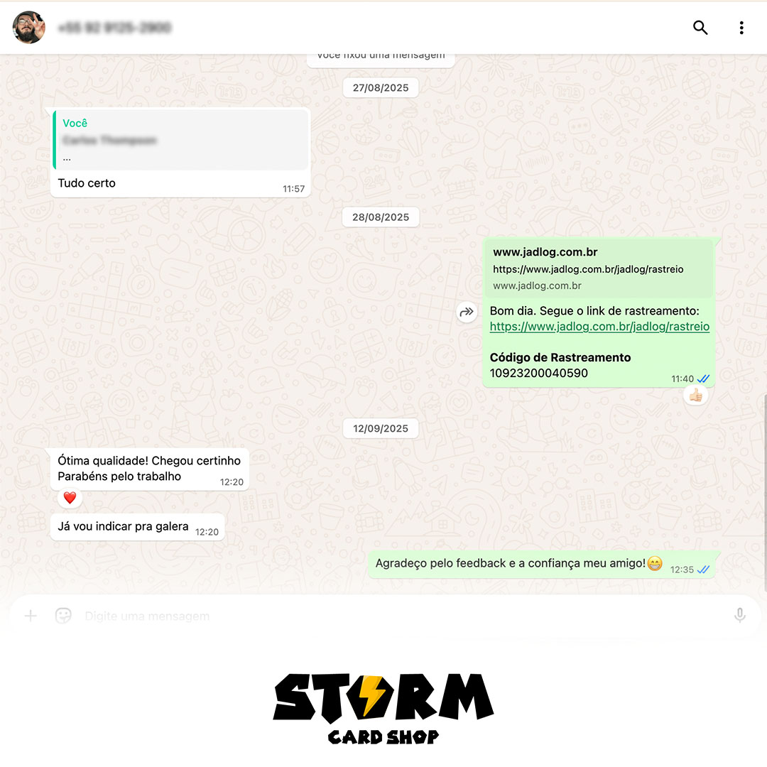 Feedback de cliente Storm Card Shop
